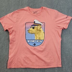 Columbia PFG Sniffers T-Shirt 2XL Pink Graphic Fishing Outdoor Crewneck Tee